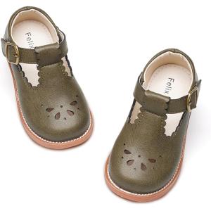imageFelix ampamp Flora Toddler Little Girl Mary Jane Dress Shoes  Ballet Flats for Girl Party School ShoesB366retro Green