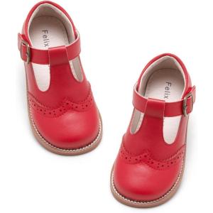 imageFelix ampamp Flora Toddler Little Girl Mary Jane Dress Shoes  Ballet Flats for Girl Party School ShoesB368red
