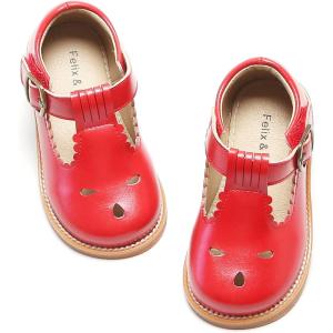 imageFelix ampamp Flora Toddler Little Girl Mary Jane Dress Shoes  Ballet Flats for Girl Party School ShoesB382red