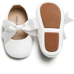 imageSoft Sole Baby Shoes  Infant Baby Walking Shoes Moccasins Rubber Sole Crib ShoesB6638glitter White