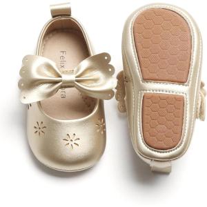 imageSoft Sole Baby Shoes  Infant Baby Walking Shoes Moccasins Rubber Sole Crib ShoesB8529gold