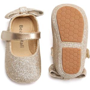 imageSoft Sole Baby Shoes  Infant Baby Walking Shoes Moccasins Rubber Sole Crib ShoesGiltter Gold