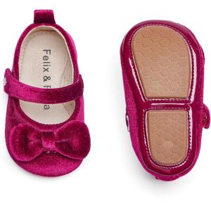 imageFelix ampamp Flora Soft Sole Baby Shoes  Infant Baby Girls Ballet Flats Moccasinss Rubber Sole Walking Crib ShoesBn32burgundy