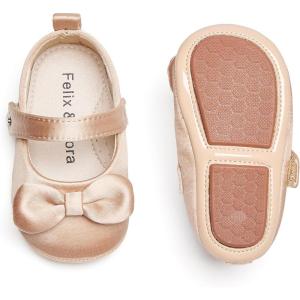 imageFelix ampamp Flora Soft Sole Baby Shoes  Infant Baby Girls Ballet Flats Moccasinss Rubber Sole Walking Crib ShoesBn32s Dark Nude