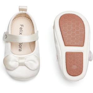 imageFelix ampamp Flora Soft Sole Baby Shoes  Infant Baby Girls Ballet Flats Moccasinss Rubber Sole Walking Crib ShoesBn32s Ivory White