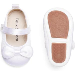 imageFelix ampamp Flora Soft Sole Baby Shoes  Infant Baby Girls Ballet Flats Moccasinss Rubber Sole Walking Crib ShoesBn32s White