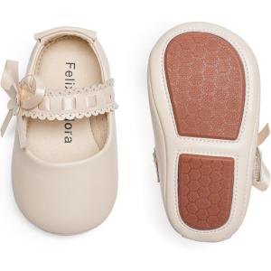 imageFelix ampamp Flora Soft Sole Baby Shoes  Infant Baby Girls Ballet Flats Moccasinss Rubber Sole Walking Crib ShoesBn33beige