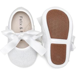 imageFelix ampamp Flora Soft Sole Baby Shoes  Infant Baby Walking Shoes Moccasinss Rubber Sole Crib ShoesB18 White
