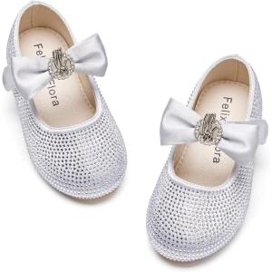 imageFelix ampamp Flora Toddler Flower Girl Dress Shoes  Baby Girl Ballet Mary Jane Flats for Party School WeddingBf08s Grey