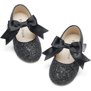 imageFelix ampamp Flora Toddler Flower Girl Dress Shoes  Girl Ballet Flats Party School Shoes WeddingB821glitter Black