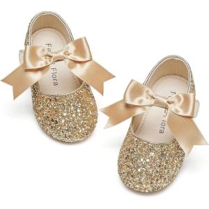imageFelix ampamp Flora Toddler Flower Girl Dress Shoes  Girl Ballet Flats Party School Shoes WeddingB821glitter Gold