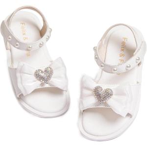 imageFelix ampamp Flora Toddler Girl Sandals Open Toe Summer Flower Girl Dress ShoesBc303white