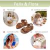 imageFelix ampamp Flora Toddler Girls Sandals Flower Girl Cork Footbed Open Toe Comfort Princess Summer Flat ShoesBc329brown