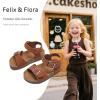 imageFelix ampamp Flora Toddler Girls Sandals Flower Girl Cork Footbed Open Toe Comfort Princess Summer Flat ShoesBc329brown