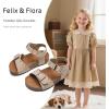 imageFelix ampamp Flora Toddler Girls Sandals Flower Girl Cork Footbed Open Toe Comfort Princess Summer Flat ShoesBc329moonbeam