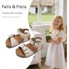 imageFelix ampamp Flora Toddler Girls Sandals Flower Girl Cork Footbed Open Toe Comfort Princess Summer Flat ShoesBc329white