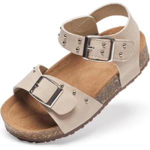 imageFelix ampamp Flora Toddler Girls Sandals Flower Girl Cork Footbed Open Toe Comfort Princess Summer Flat ShoesBc329moonbeam