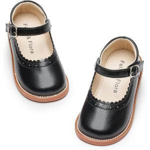 imageFelix ampamp Flora Toddler Little Girl Mary Jane Dress Shoes  Ballet Flats for Easter Flower Girl Party School ShoesB431black