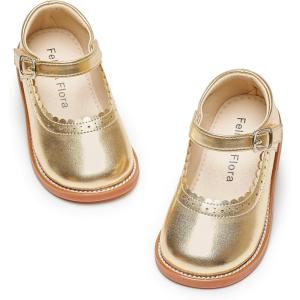 imageFelix ampamp Flora Toddler Little Girl Mary Jane Dress Shoes  Ballet Flats for Easter Flower Girl Party School ShoesB431bright Gold