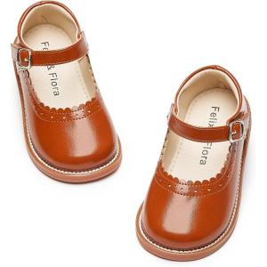 imageFelix ampamp Flora Toddler Little Girl Mary Jane Dress Shoes  Ballet Flats for Easter Flower Girl Party School ShoesB431brown