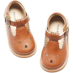 imageFelix ampamp Flora Toddler Little Girl Mary Jane Dress Shoes  Ballet Flats for Girl Party School ShoesB382brown