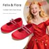 imageFelix ampamp Flora Toddler Flower Girl Dress Shoes  Baby Girl Ballet Mary Jane Flats for Party School WeddingBf18red