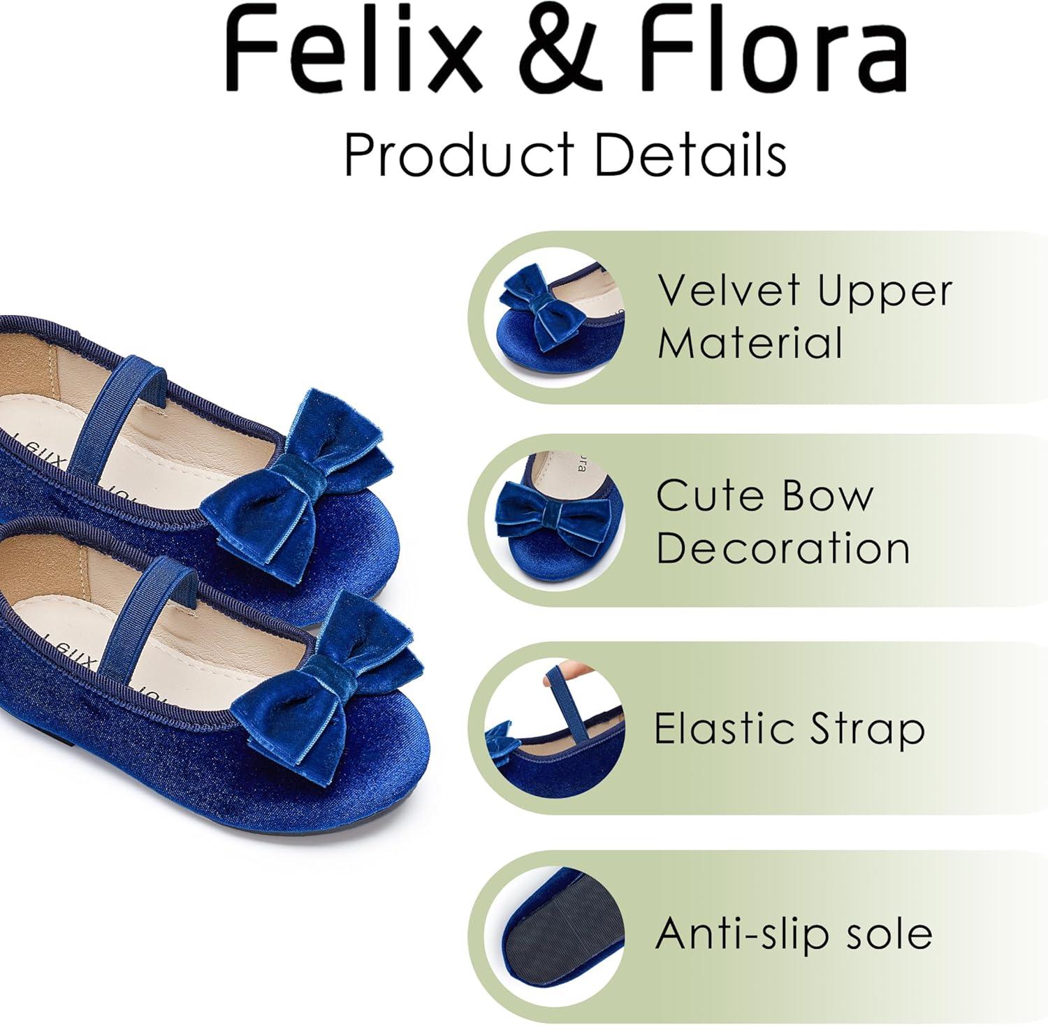 imageFelix ampamp Flora Toddler Flower Girl Dress Shoes  Girl Ballet Flats Party School Shoes WeddingB803navy Blue