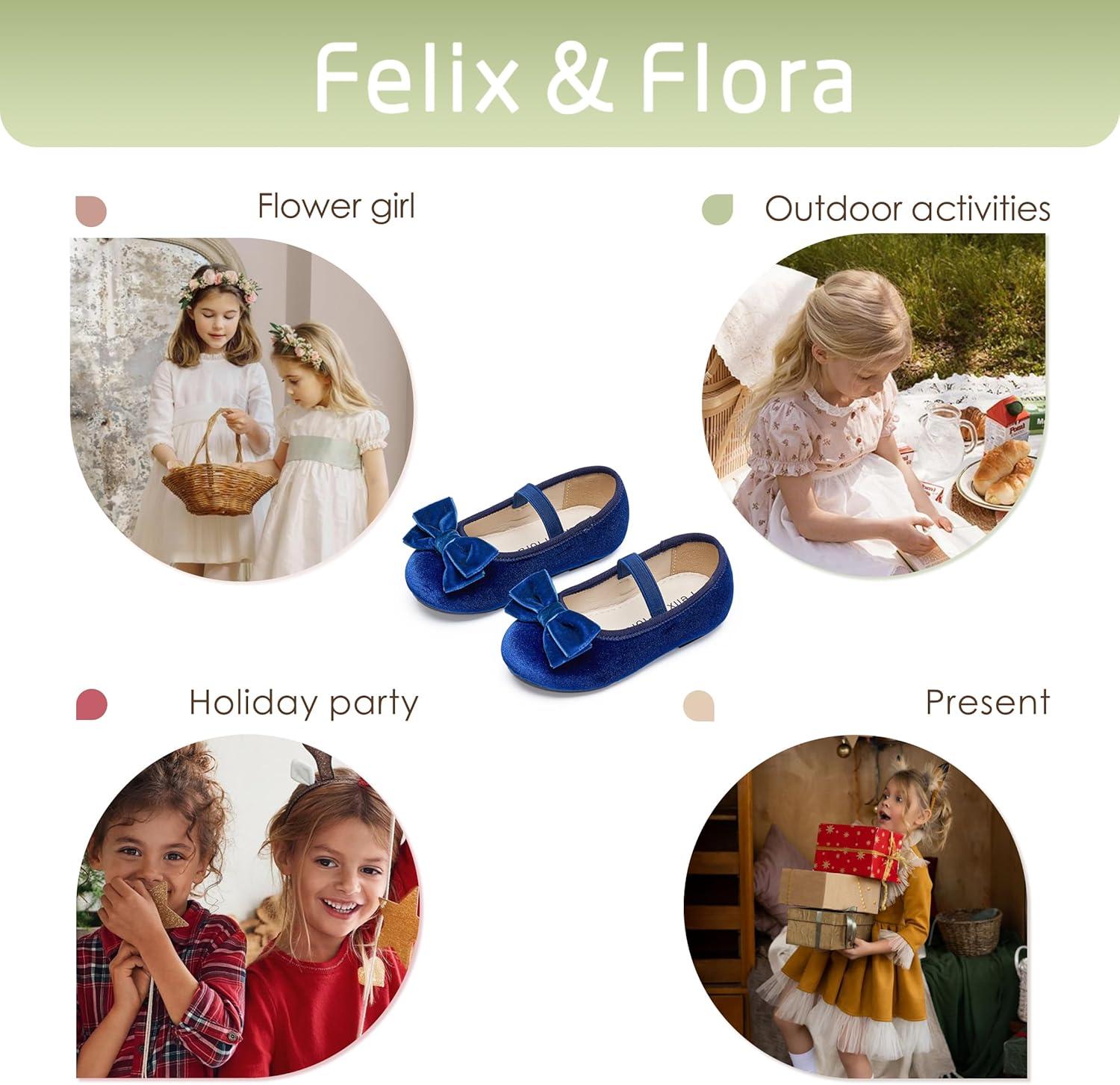 imageFelix ampamp Flora Toddler Flower Girl Dress Shoes  Girl Ballet Flats Party School Shoes WeddingB803navy Blue