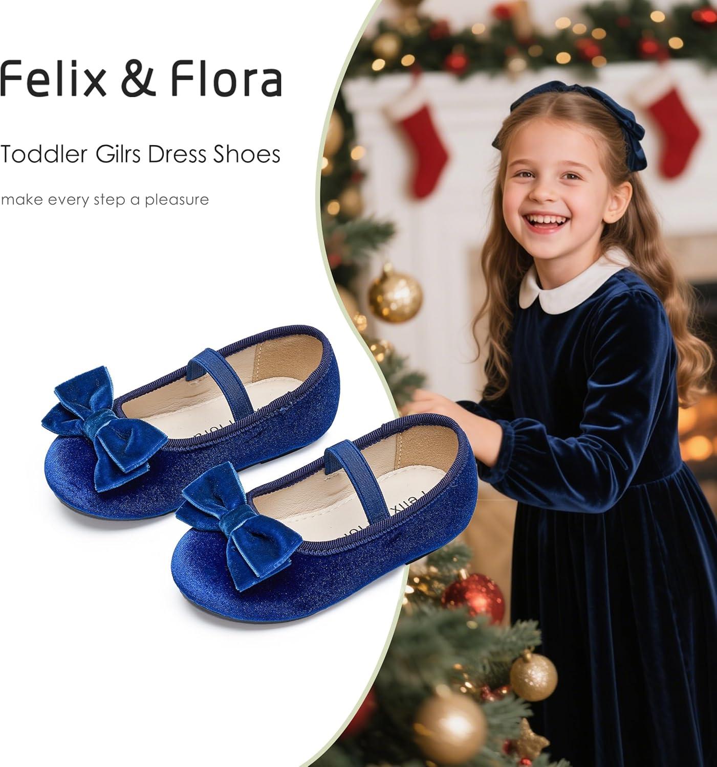 imageFelix ampamp Flora Toddler Flower Girl Dress Shoes  Girl Ballet Flats Party School Shoes WeddingB803navy Blue
