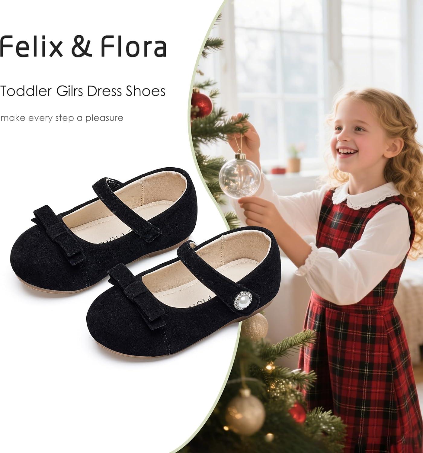 imageFelix ampamp Flora Toddler Little Girls Dress Shoes  Flower Girls Mary Jane Flats Ballet Shoes Party WeddingBf21black