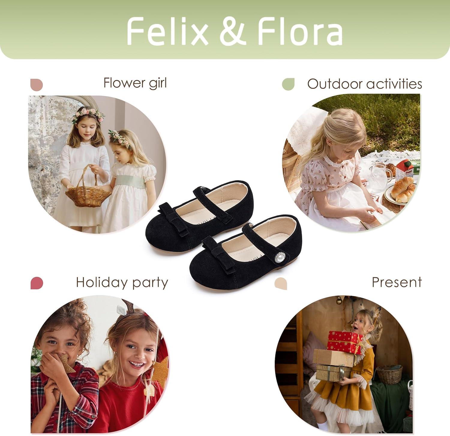 imageFelix ampamp Flora Toddler Little Girls Dress Shoes  Flower Girls Mary Jane Flats Ballet Shoes Party WeddingBf21black