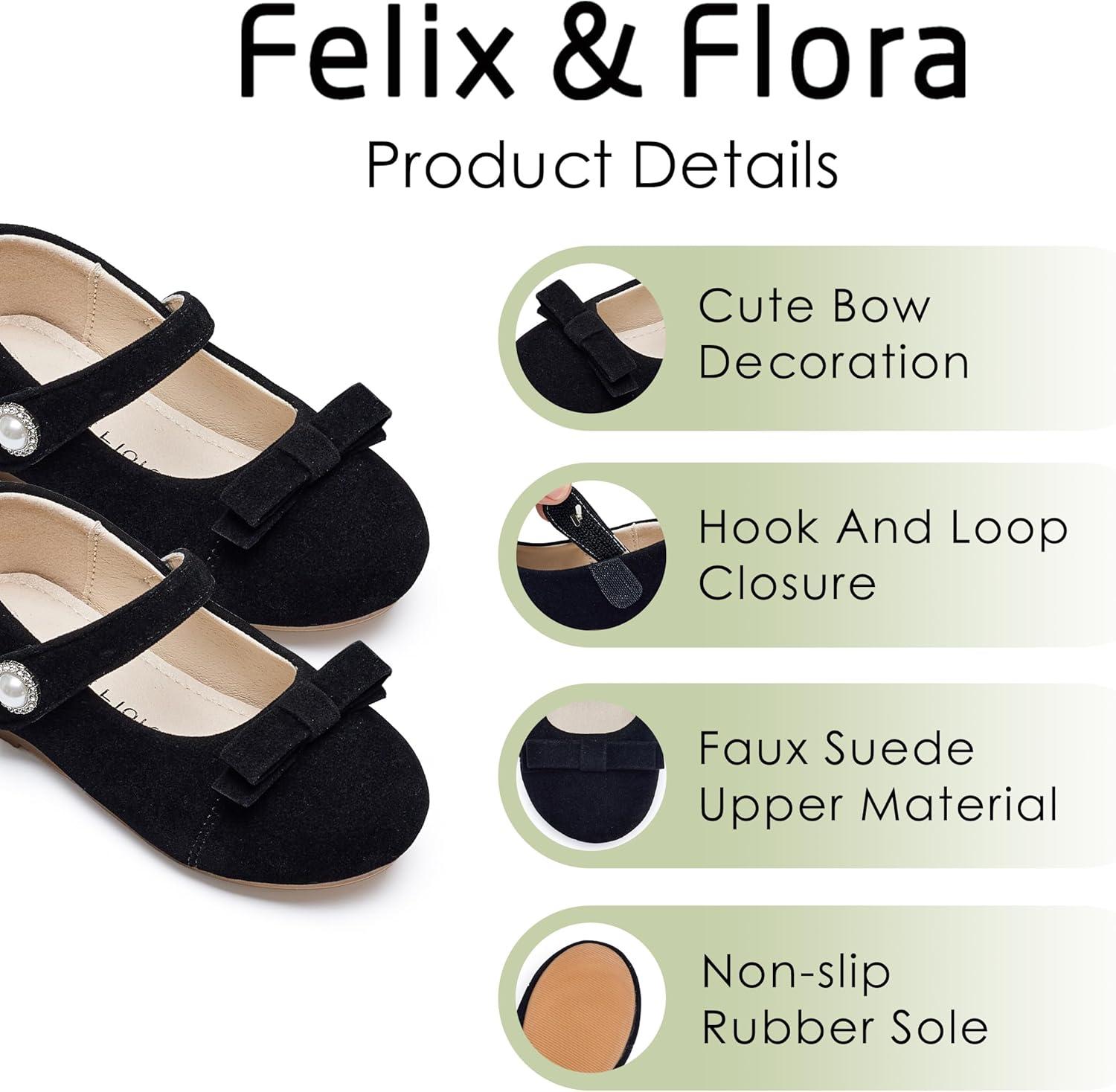 imageFelix ampamp Flora Toddler Little Girls Dress Shoes  Flower Girls Mary Jane Flats Ballet Shoes Party WeddingBf21black