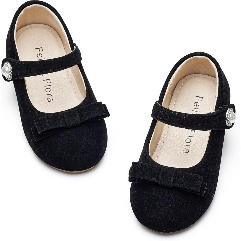 imageFelix ampamp Flora Toddler Little Girls Dress Shoes  Flower Girls Mary Jane Flats Ballet Shoes Party WeddingBf21black