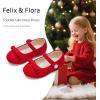 imageFelix ampamp Flora Toddler Little Girls Dress Shoes  Flower Girls Mary Jane Flats Ballet Shoes Party WeddingBf21red