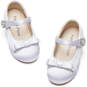 imageFelix ampamp Flora Toddler Little Girls Dress Shoes  Flower Girls Mary Jane Flats Ballet Shoes Party WeddingBf21s White