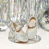 imageFelix ampamp Flora Toddler Flower Girl Dress Shoes  Girl Ballet Flats Party School Shoes WeddingBf20glitter Silver
