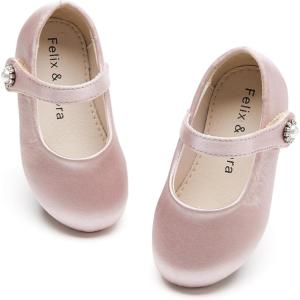 imageFelix ampamp Flora Girls Toddler Little Ballet Shoes  Flower Girls Mary Jane Flats Dress Shoes Party WeddingB883s Pink