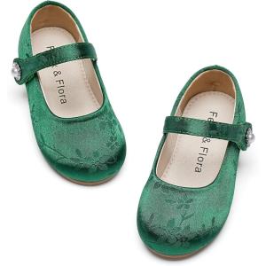 imageFelix ampamp Flora Girls Toddler Little Ballet Shoes  Flower Girls Mary Jane Flats Dress Shoes Party WeddingBf10dark Green