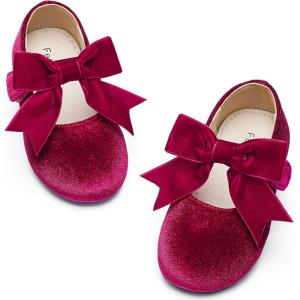 imageFelix ampamp Flora Toddler Flower Girl Dress Shoes  Girl Ballet Flats Party School Shoes WeddingB821velvet Burgundy