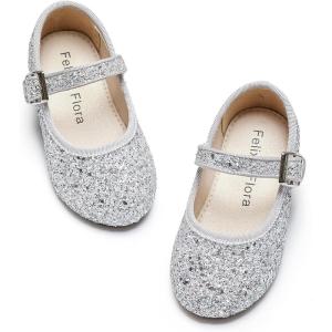 imageFelix ampamp Flora Toddler Flower Girl Dress Shoes  Girl Ballet Flats Party School Shoes WeddingBf20glitter Silver