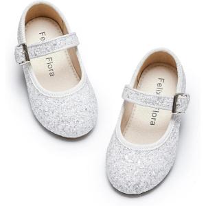 imageFelix ampamp Flora Toddler Flower Girl Dress Shoes  Girl Ballet Flats Party School Shoes WeddingBf20glitter White