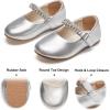 imageFelix ampamp Flora Toddler Flower Girl Dress Shoes  Baby Girl Ballet Mary Jane Flats for Party School WeddingB899fl Silver