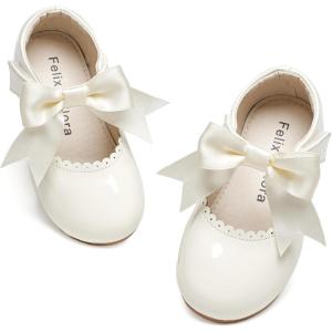 imageFelix ampamp Flora Toddler Flower Girl Dress Shoes  Baby Girl Ballet Mary Jane Flats for Party School WeddingB890ivory White