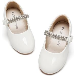 imageFelix ampamp Flora Toddler Flower Girl Dress Shoes  Baby Girl Ballet Mary Jane Flats for Party School WeddingB899pl White