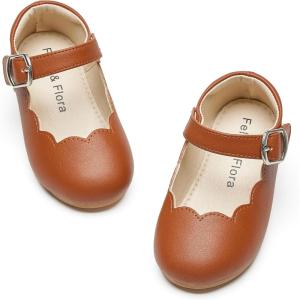 imageFelix ampamp Flora Toddler Flower Girl Dress Shoes  Baby Girl Ballet Mary Jane Flats for Party School WeddingB902brown