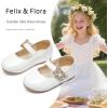 imageFelix ampamp Flora Girls Toddler Little Ballet Shoes  Flower Girls Mary Jane Flats Dress Shoes Party WeddingBf23pl White
