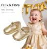 imageFelix ampamp Flora Soft Sole Baby Shoes  Infant Baby Girls Ballet Flats Moccasinss Rubber Sole Walking Crib ShoesBn37gold