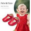 imageFelix ampamp Flora Soft Sole Baby Shoes  Infant Baby Girls Ballet Flats Moccasinss Rubber Sole Walking Crib ShoesBn37red