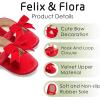 imageFelix ampamp Flora Soft Sole Baby Shoes  Infant Baby Girls Ballet Flats Moccasinss Rubber Sole Walking Crib ShoesBn38red