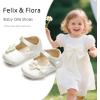 imageFelix ampamp Flora Soft Sole Baby Shoes  Infant Baby Girls Ballet Flats Moccasinss Rubber Sole Walking Crib ShoesBn39ivory White